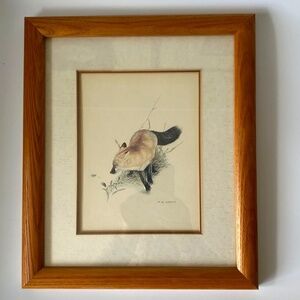 RED FOX ART Print by Glen Loates Canadian Wildlife Artist Vintage Framed